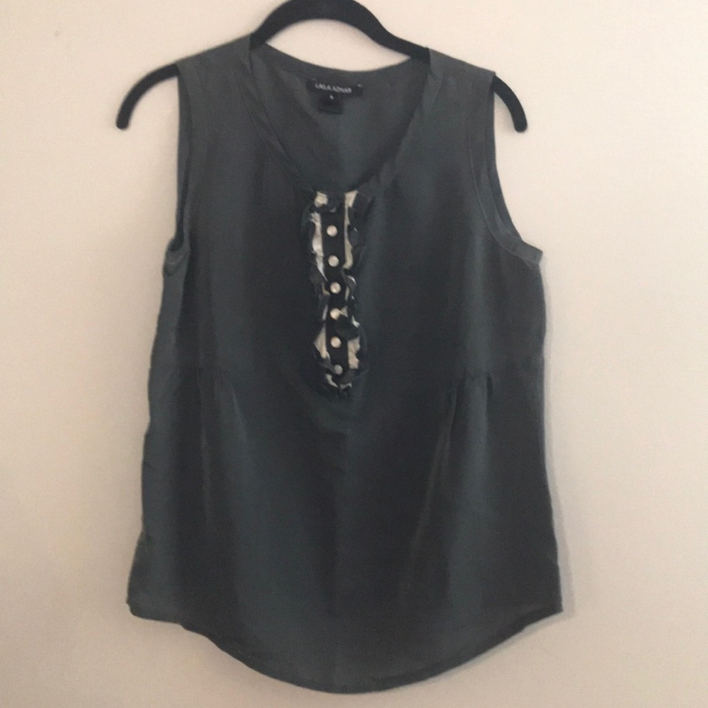 Laila Azhar size 8 gray silk blouse